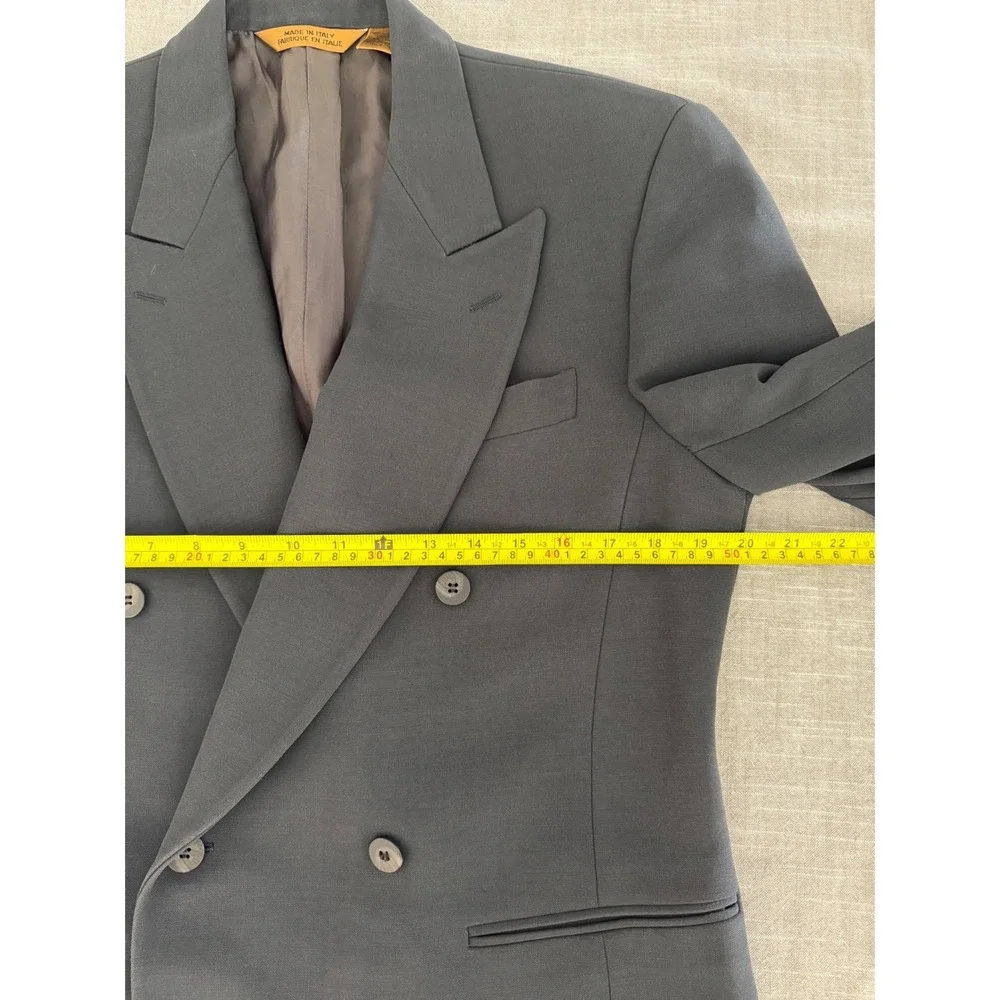 Donna Karan New York Vintage 80s Double Breasted Wool Blazer Made in Italy Black